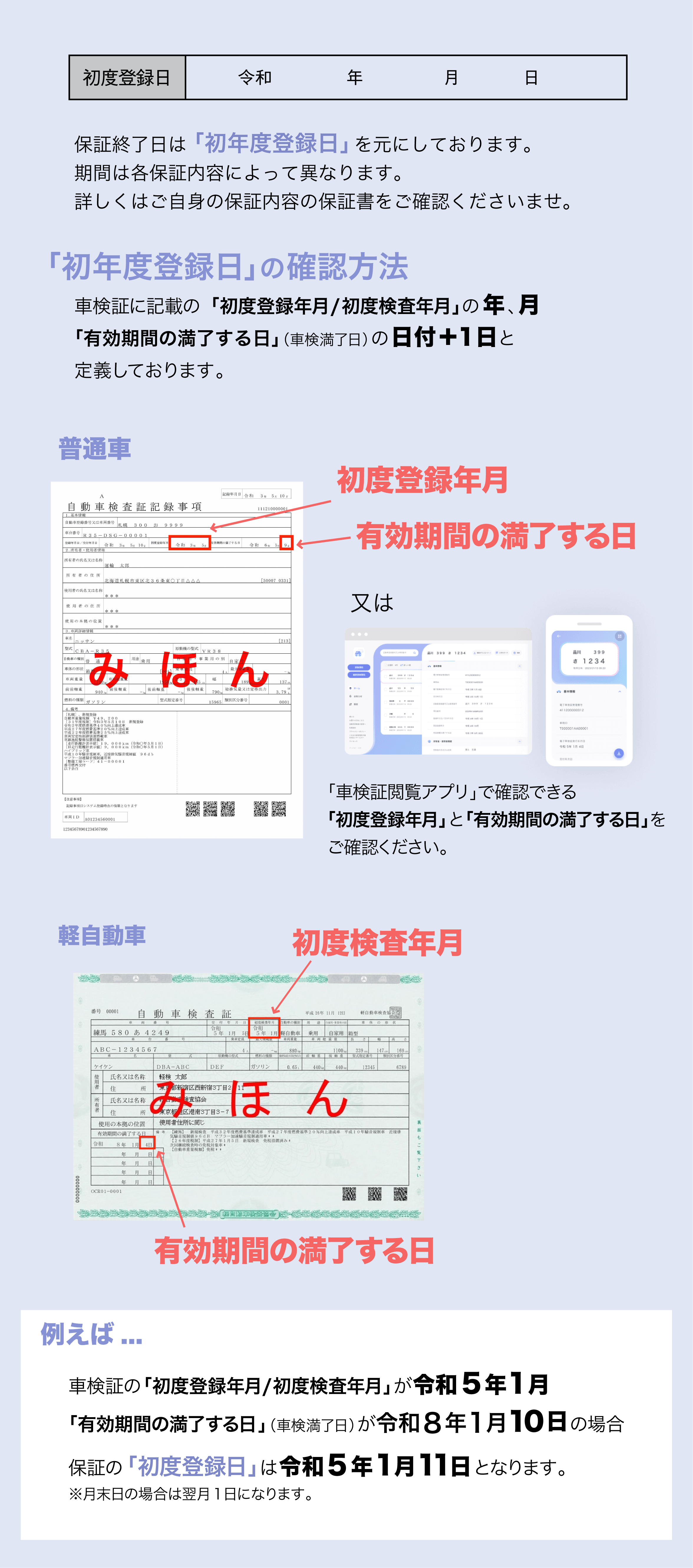 保証期間の調べ方